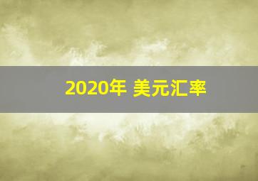 2020年 美元汇率